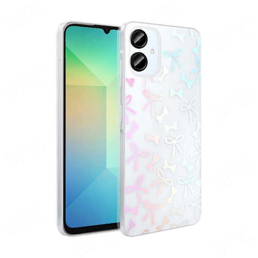 Galaxy A06 Case Transparent Figured Zore Folk Hard Cover Bow 