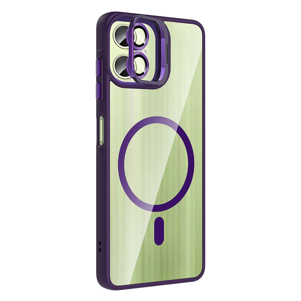 Galaxy A06 Case with Stand and Camera Lens Gift, M-Safe Charging Function, Zore Etro Cover Desert Titanium 