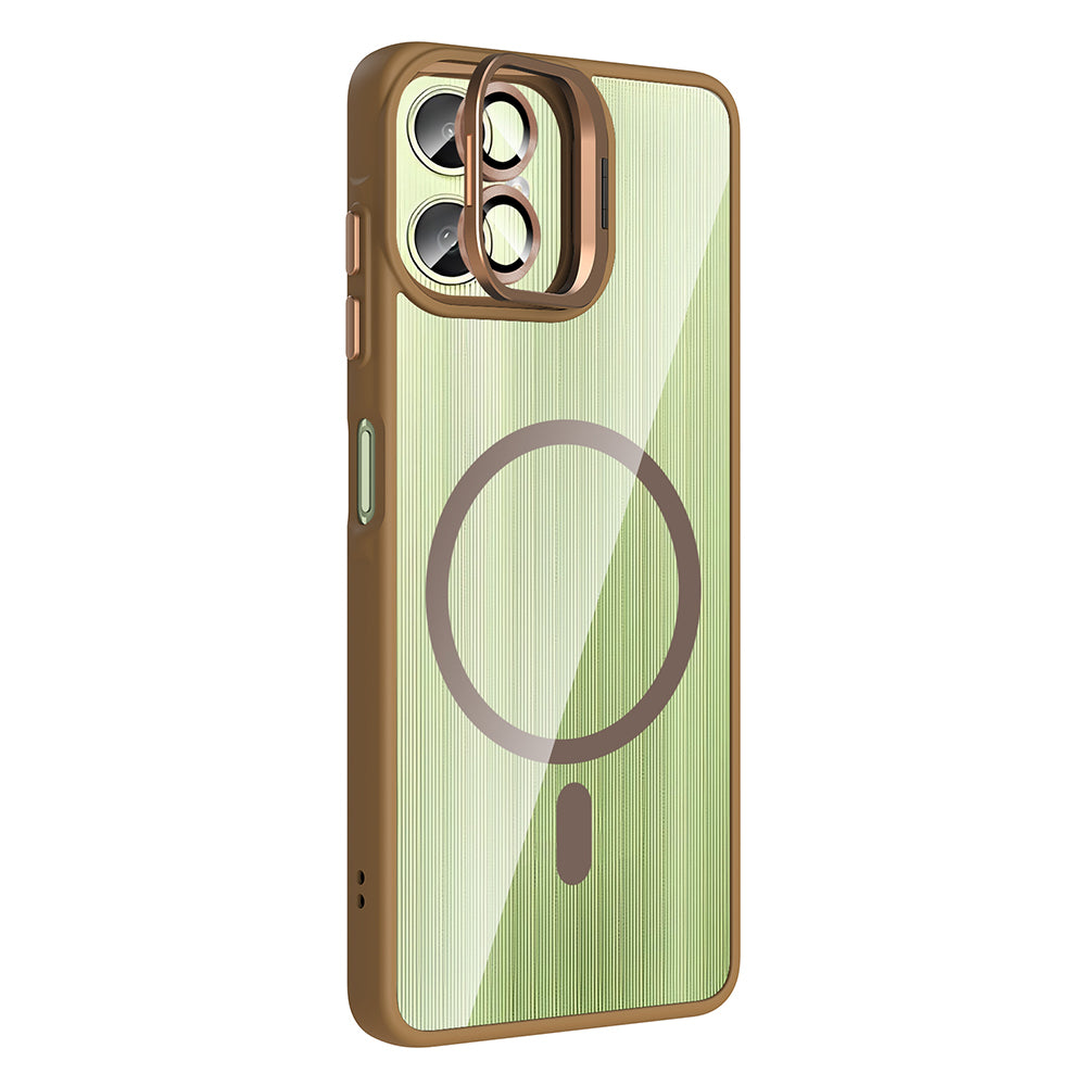 Galaxy A06 Case with Stand and Camera Lens Gift, M-Safe Charging Feature, Zore Etro Cover Gray 