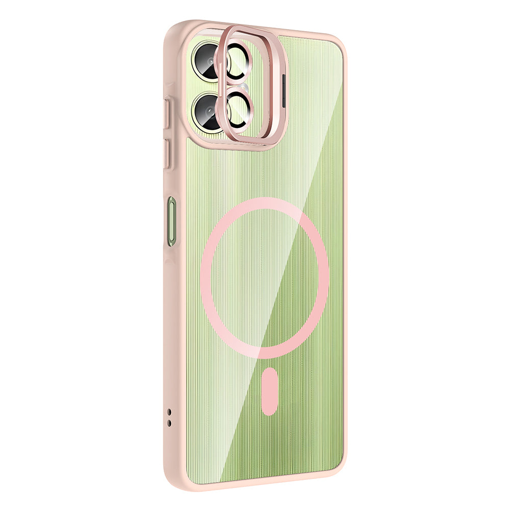 Galaxy A06 Case with Stand and Camera Lens Gift, M-Safe Charging Feature, Zore Etro Cover Gray 