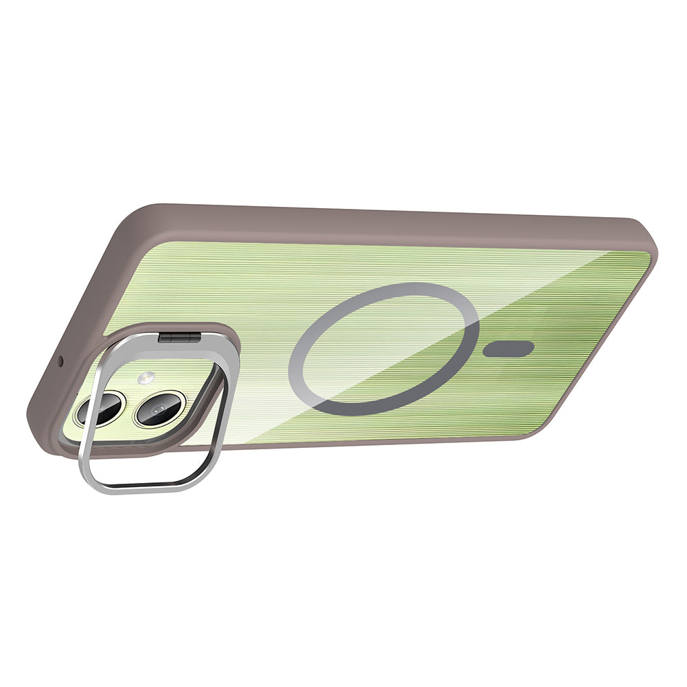 Galaxy A06 Case with Stand and Camera Lens Gift, M-Safe Charging Function, Zore Etro Cover Desert Titanium 