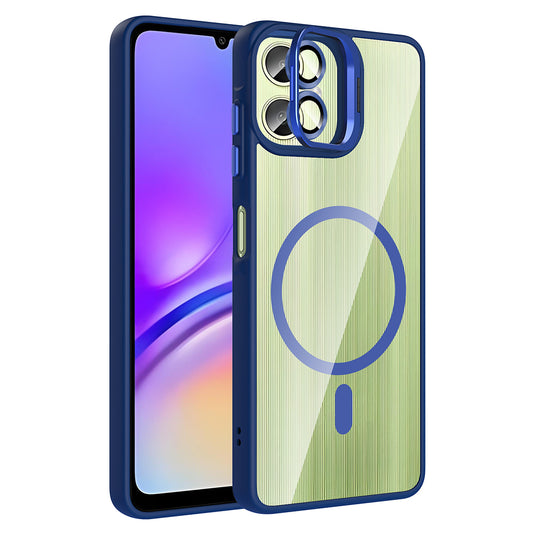 Galaxy A06 Case with Stand and Camera Lens Gift, M-Safe Charging Feature, Zore Etro Cover Navy Blue 