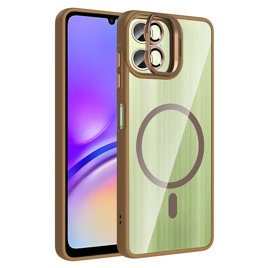 Galaxy A06 Case with Stand and Camera Lens Gift, M-Safe Charging Function, Zore Etro Cover Desert Titanium 