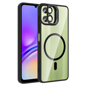 Galaxy A06 Kılıf Standlı ve Kamera Lens Hediyeli M-Safe Şarj Özellikli Zore Etro Kapak