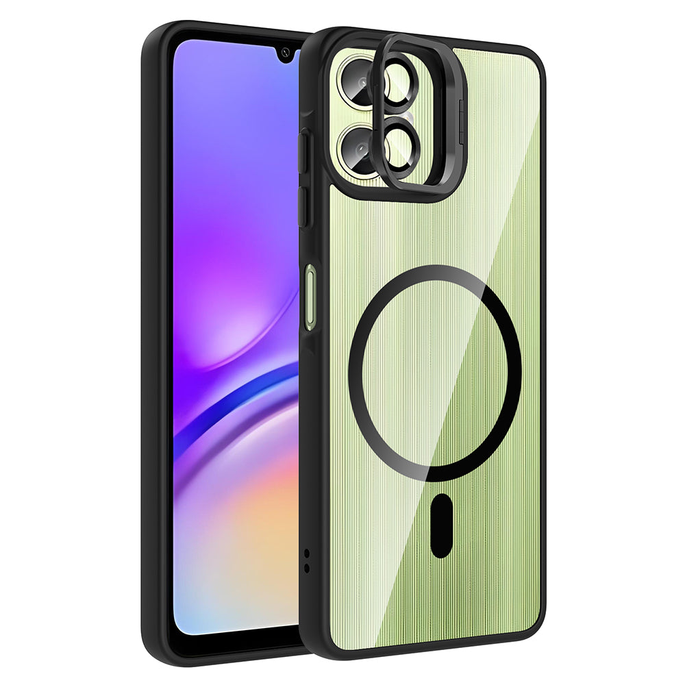 Galaxy A06 Case with Stand and Camera Lens Gift, M-Safe Charging Feature, Zore Etro Cover Black 