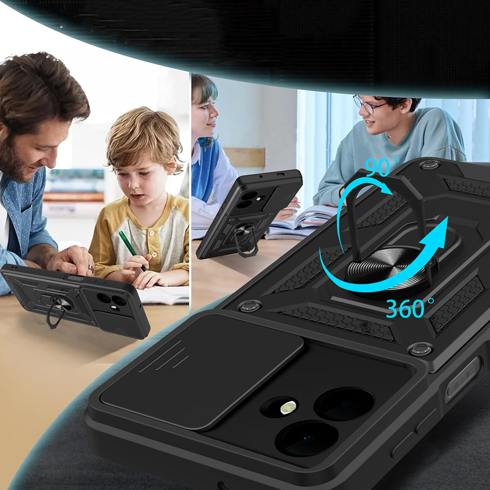 Galaxy A07 Case Magnetic Stand Camera Protection Zore Sliding Vega Cover Blue