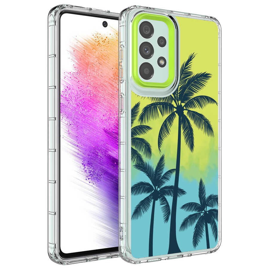 Galaxy A13 4G Kılıf Kamera Korumalı Renkli Desenli Sert Silikon Zore Korn Kapak