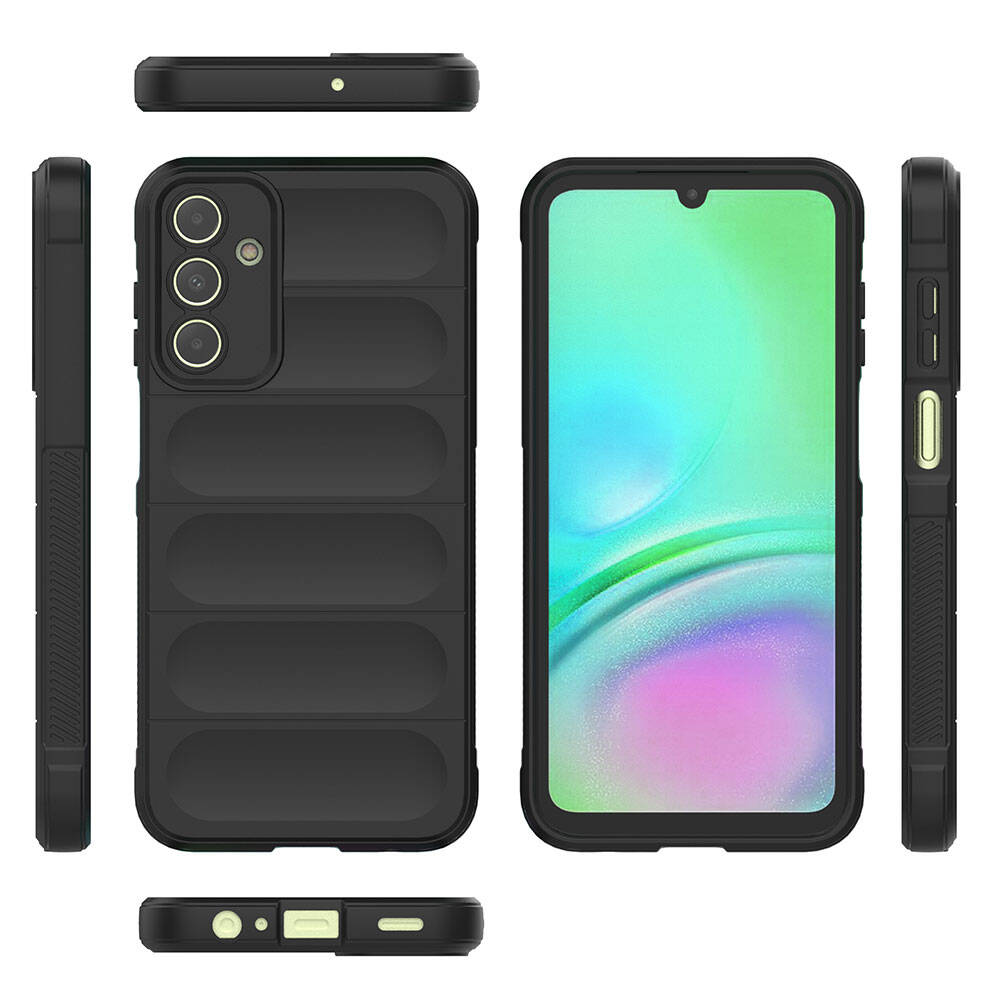 Galaxy A15 Case Flexible TPU Hollow Back Surface Design Zore Ethnic Silicone Cover Navy Blue