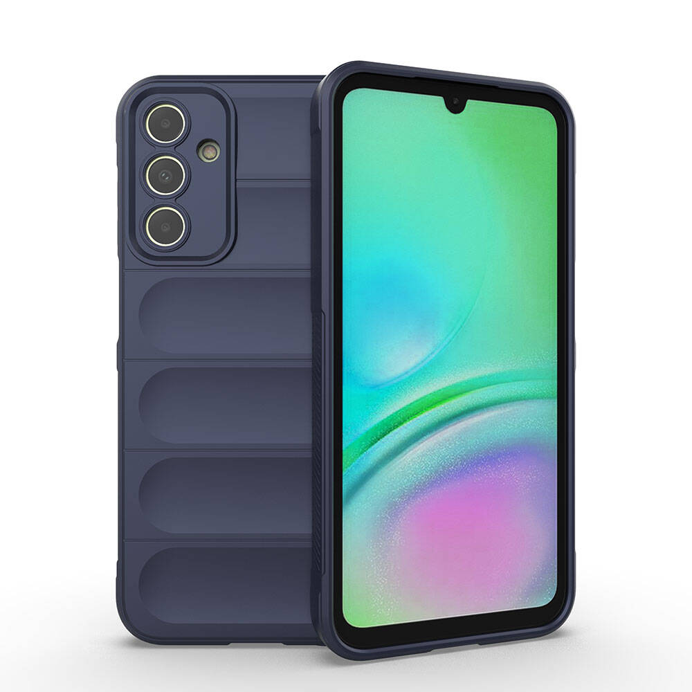 Galaxy A15 Case Flexible TPU Hollow Back Surface Design Zore Ethnic Silicone Cover Navy Blue