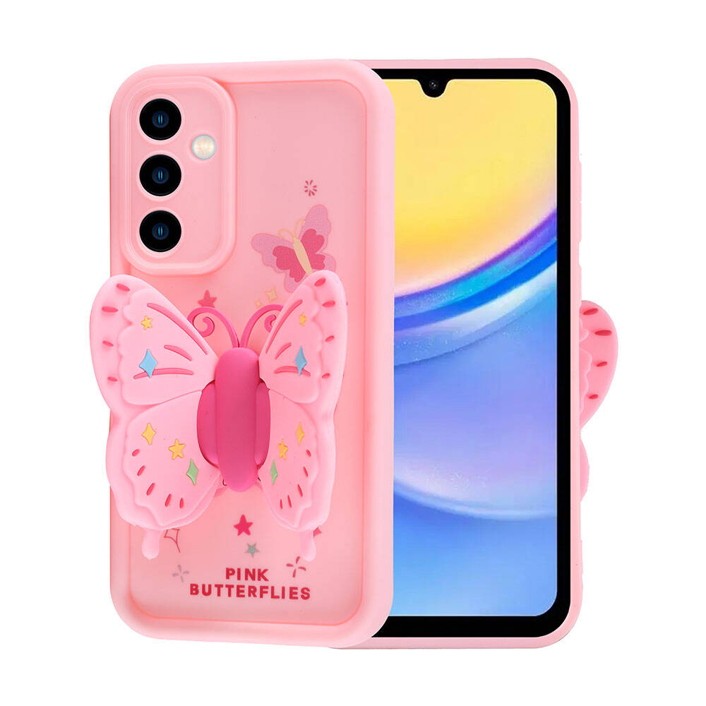 Galaxy A15 Case Camera Protection Figure Design Zore Cover Pink Open