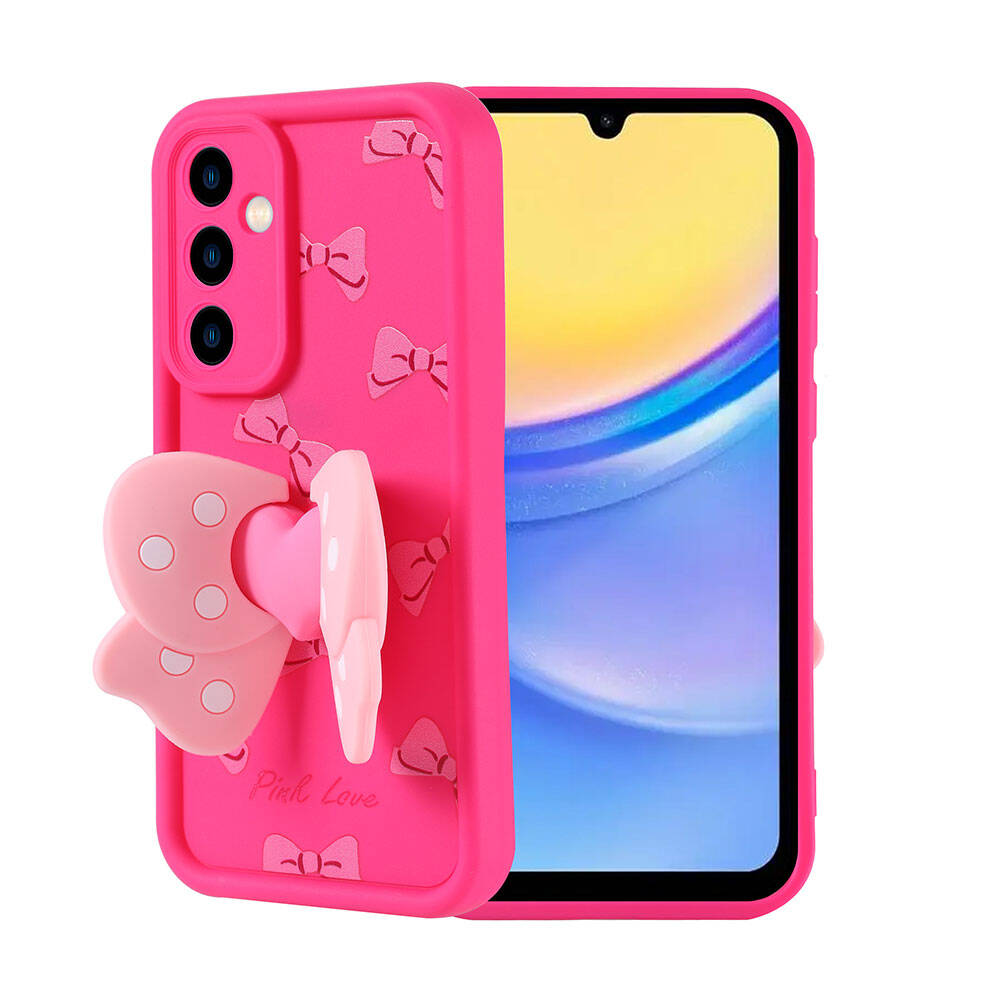 Galaxy A15 Case Camera Protection Figure Design Zore Cover Pink Dark