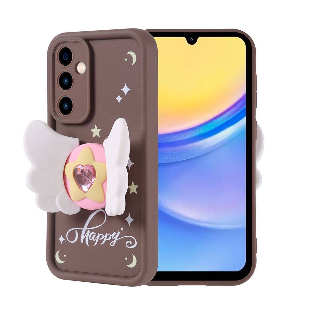 Galaxy A15 Case Camera Protection Figure Design Zore Cover Pink Dark