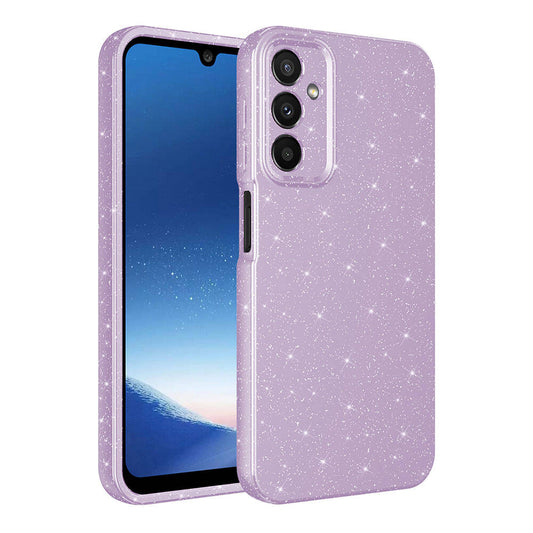 Galaxy A15 Case Camera Protection Glitter Luxury Zore Cotton Cover Lilac 