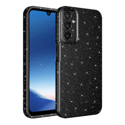 Galaxy A15 Case Camera Protection Glitter Luxury Zore Cotton Cover Black 
