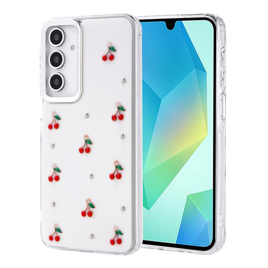 Galaxy A16 Case Airbag Design Glitter Transparent Zore Polar Cover Cherry 