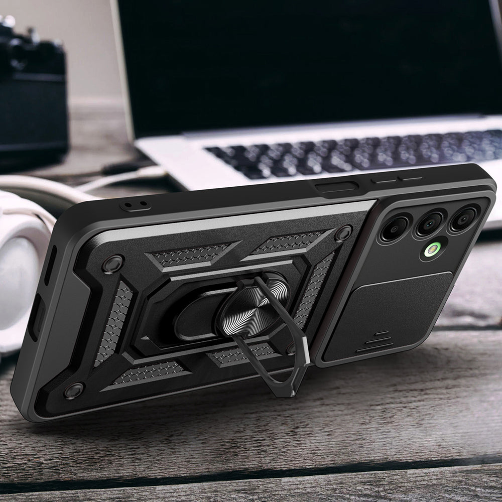 Galaxy A16 Case Magnetic Stand Camera Protection Zore Sliding Vega Cover Black