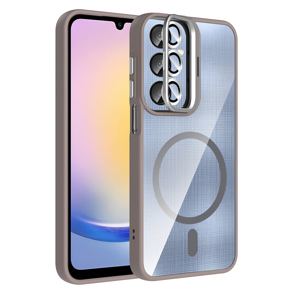 Galaxy A16 Kılıf Standlı ve Kamera Lens Hediyeli M-Safe Şarj Özellikli Zore Etro Kapak