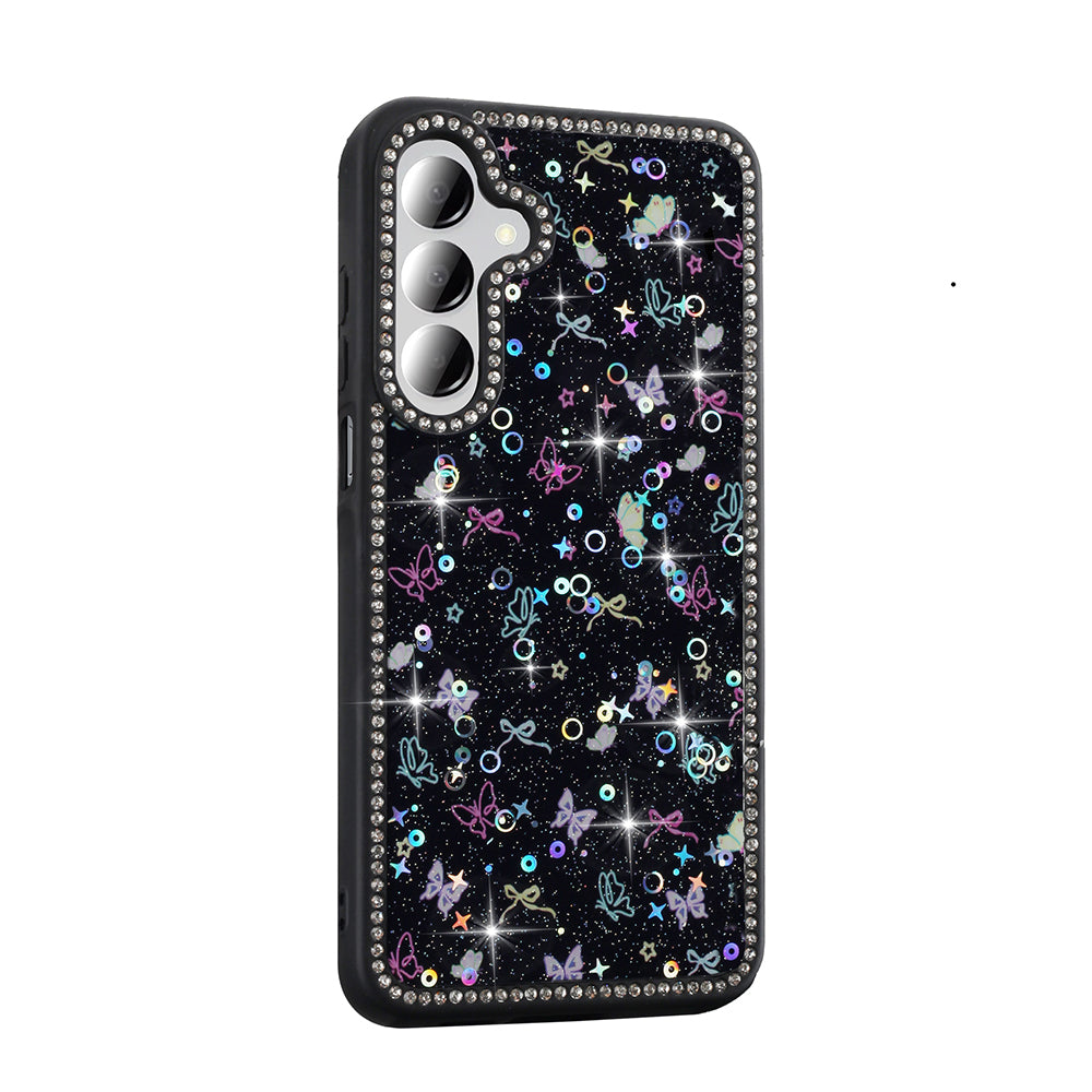 Galaxy A16 Case Stone and Glitter Design Zore Azra Cover Gold 