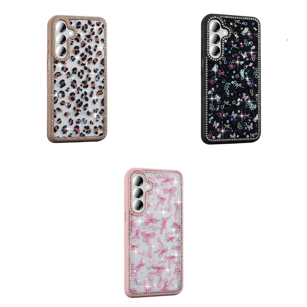 Galaxy A16 Case Stone and Glitter Design Zore Azra Cover Gold 