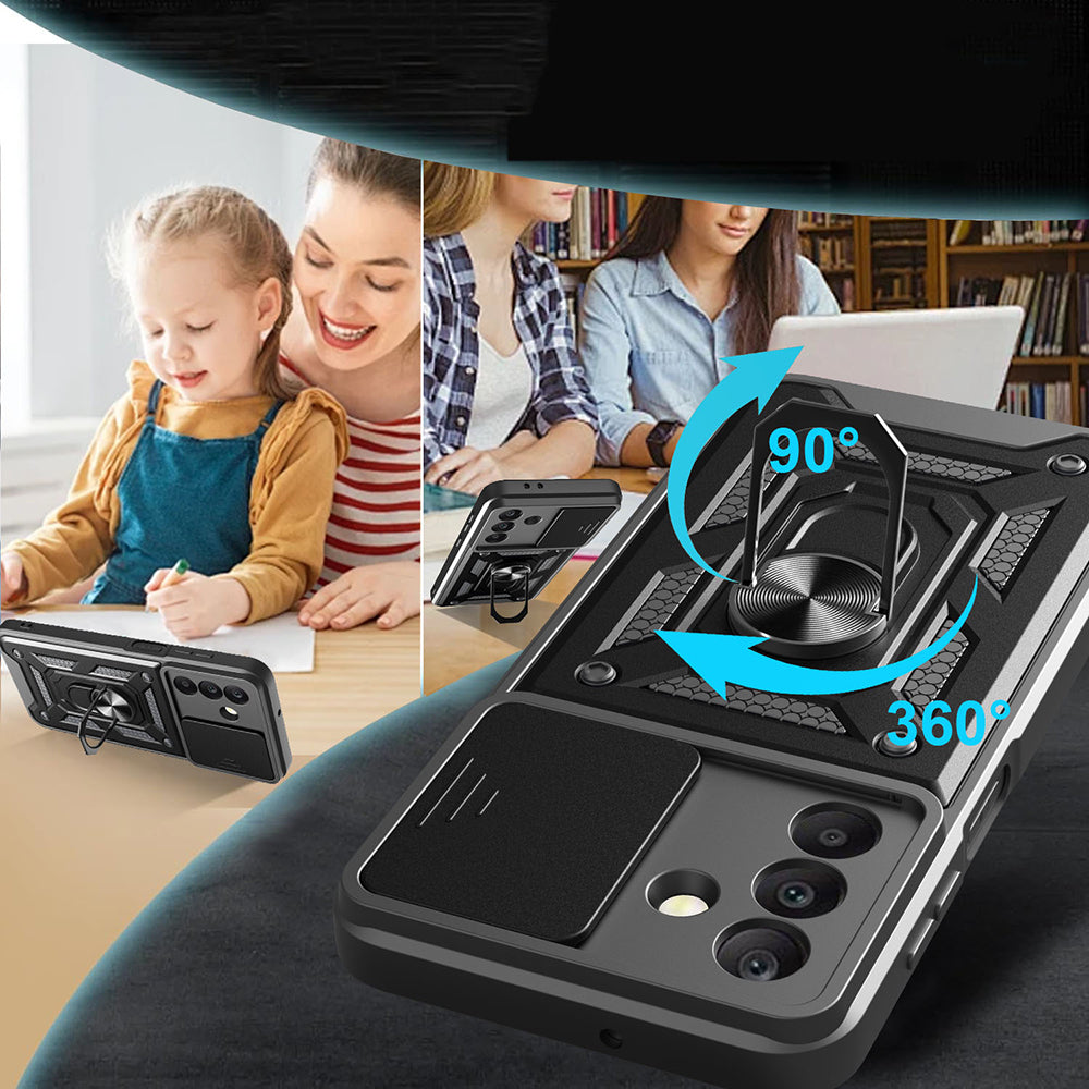 Galaxy A17 Case Magnetic Stand Camera Protection Zore Sliding Vega Cover Black