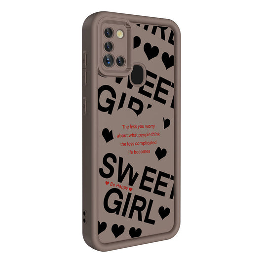 Galaxy A21S Case Camera Protection Printed Back Surface Zore Classy Cover Black 