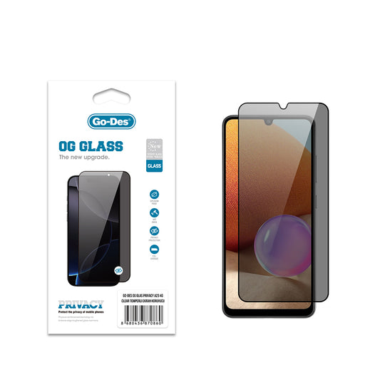 Galaxy A23 Go Des OG Glass Privacy Antistatic Tempered Glass Screen Protector Black 