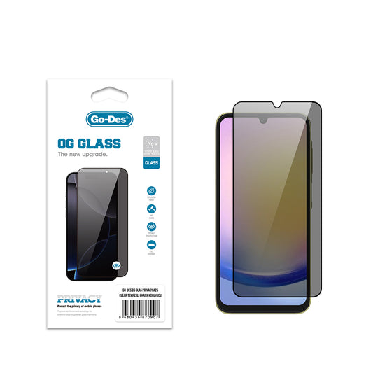 Galaxy A25 Go Des OG Glass Privacy Antistatic Tempered Glass Screen Protector Black 