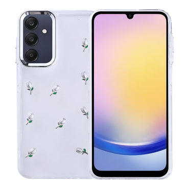Galaxy A25 Case Airbag Design Glitter Transparent Zore Polar Cover Tulip
