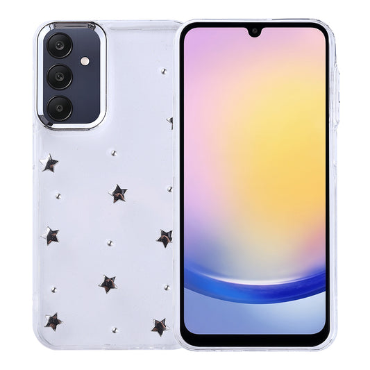 Galaxy A25 Kılıf Airbag Tasarımlı Simli Şeffaf Zore Kutup Kapak Yıldız
