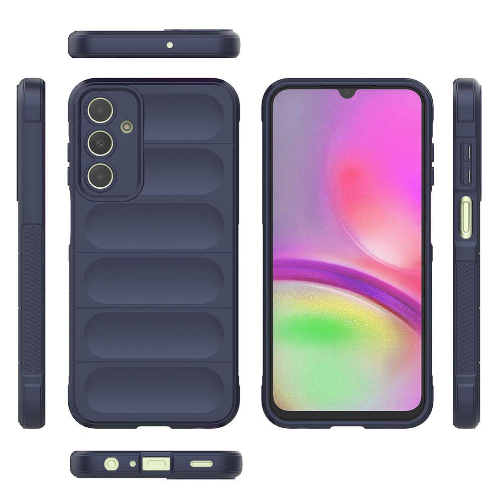 Galaxy A25 Case Flexible TPU Hollow Back Surface Design Zore Ethnic Silicone Cover Navy Blue