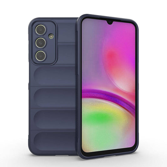 Galaxy A25 Case Flexible TPU Hollow Back Surface Design Zore Ethnic Silicone Cover Navy Blue