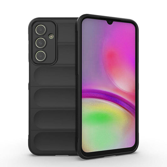 Galaxy A25 Case Flexible TPU Hollow Back Surface Design Zore Ethnic Silicone Cover Black