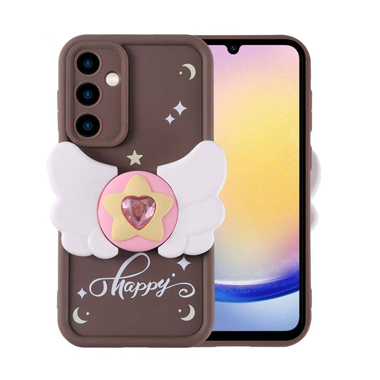 Galaxy A25 Case Camera Protection Figure Design Zore Cover Dark Brown