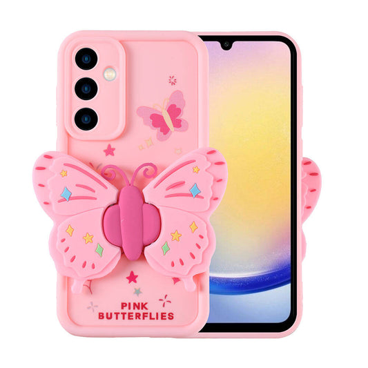 Galaxy A25 Case Camera Protection Figure Design Zore Cover Pink Open