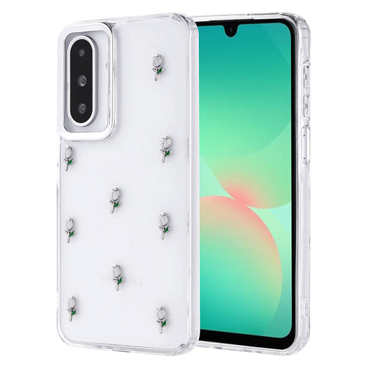 Galaxy A26 Case Airbag Design Glitter Transparent Zore Polar Cover Tulip
