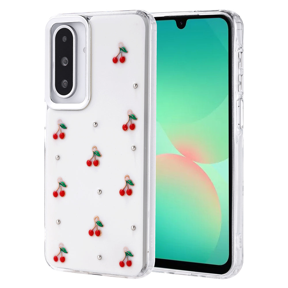 Galaxy A26 Kılıf Airbag Tasarımlı Simli Şeffaf Zore Kutup Kapak Kiraz