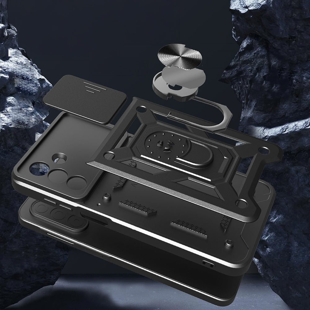 Galaxy A26 Kılıf Magnetik Standlı Kamera Korumalı Zore Sürgülü Vega Kapak Mavi