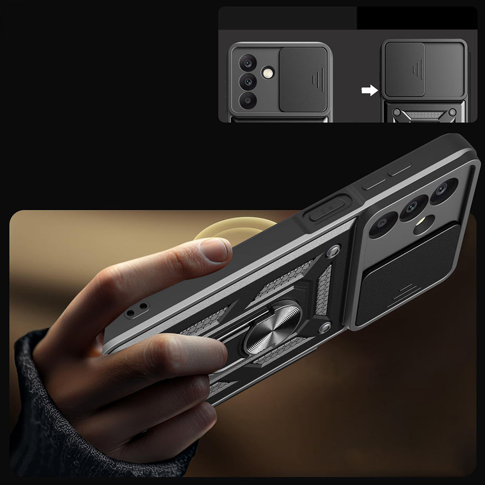 Galaxy A26 Case Magnetic Stand Camera Protection Zore Sliding Vega Cover Black