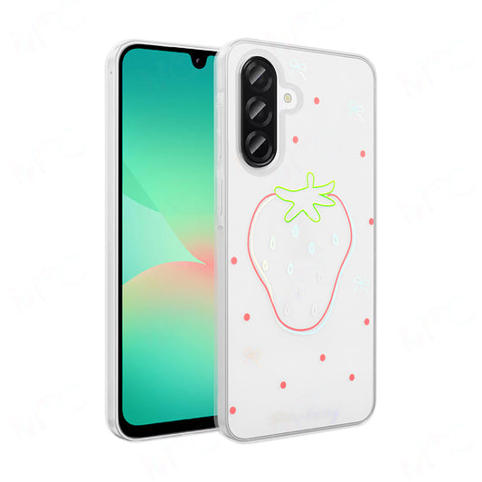 Galaxy A26 Case Transparent Figured Zore Folk Hard Cover Strawberry 