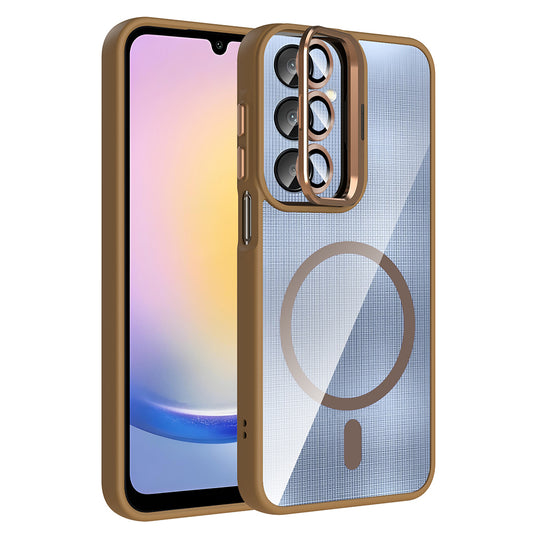 Galaxy A26 Case with Stand and Camera Lens Gift, M-Safe Charging Function, Zore Etro Cover Desert Titanium 