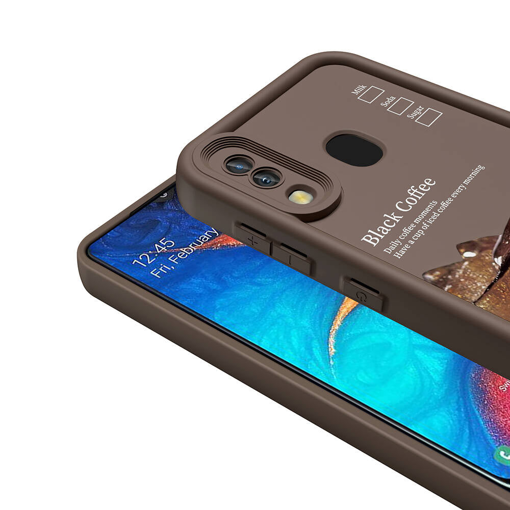 Galaxy A30 Case Camera Protection Printed Back Surface Zore Classy Cover White 