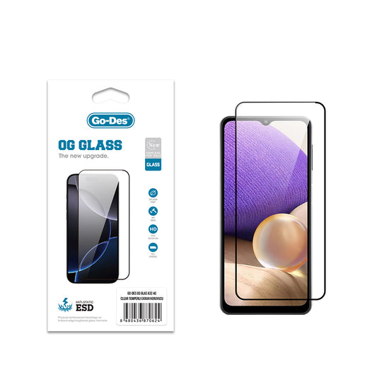 Galaxy A32 4G Go Des OG Glass Antistatic Tempered Glass Screen Protector Transparent