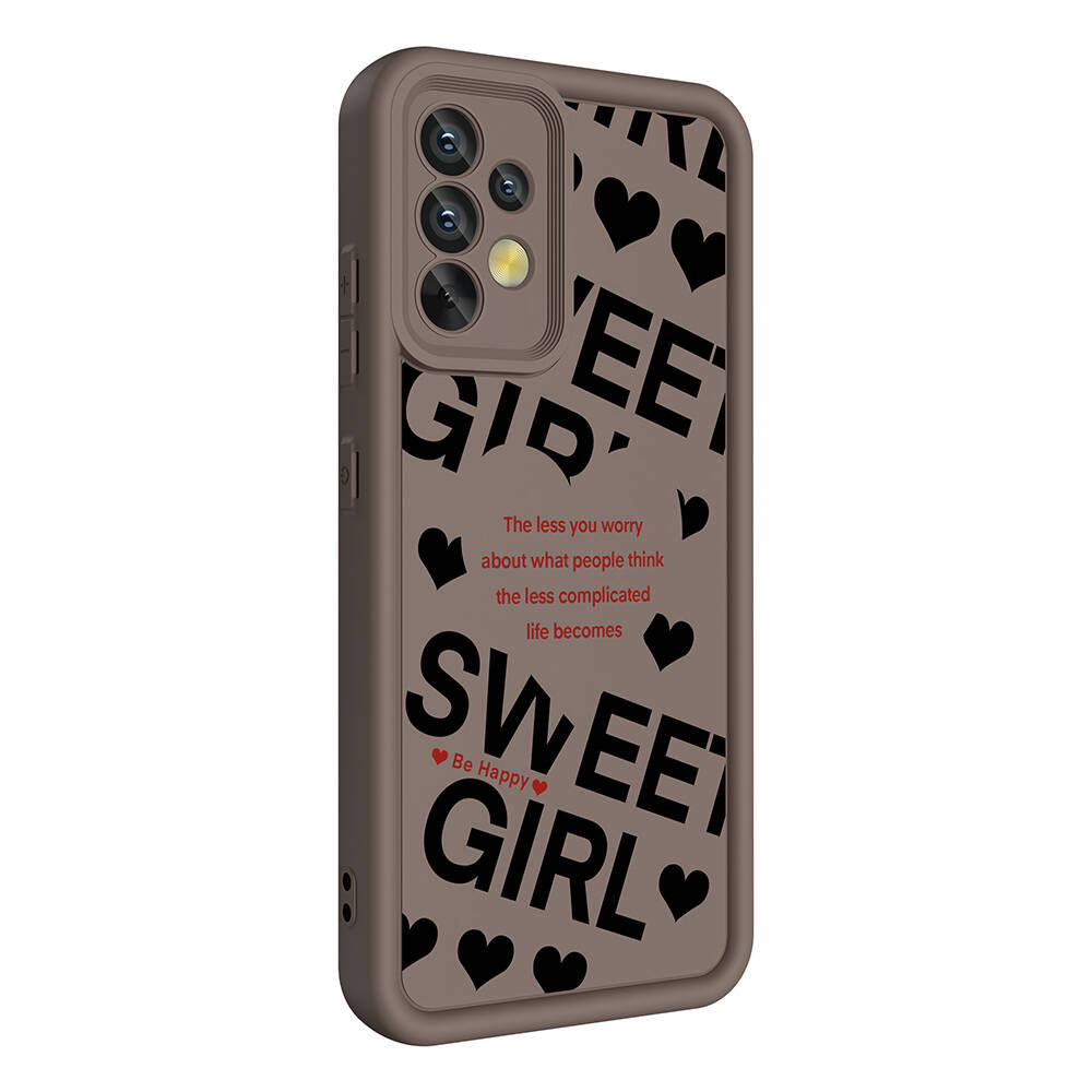 Galaxy A32 4G Case Camera Protection Printed Back Surface Zore Classy Cover Black 