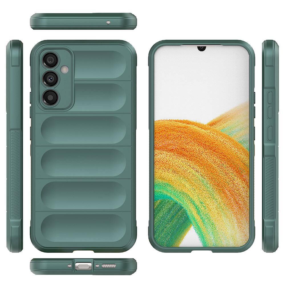 Galaxy A34 Case Flexible TPU Hollow Back Surface Design Zore Ethnic Silicone Cover Navy Blue
