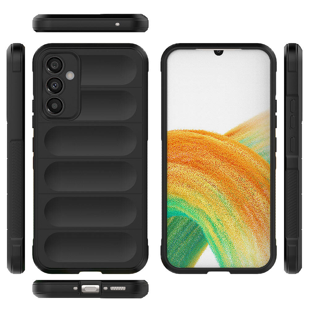 Galaxy A34 Case Flexible TPU Hollow Back Surface Design Zore Ethnic Silicone Cover Black
