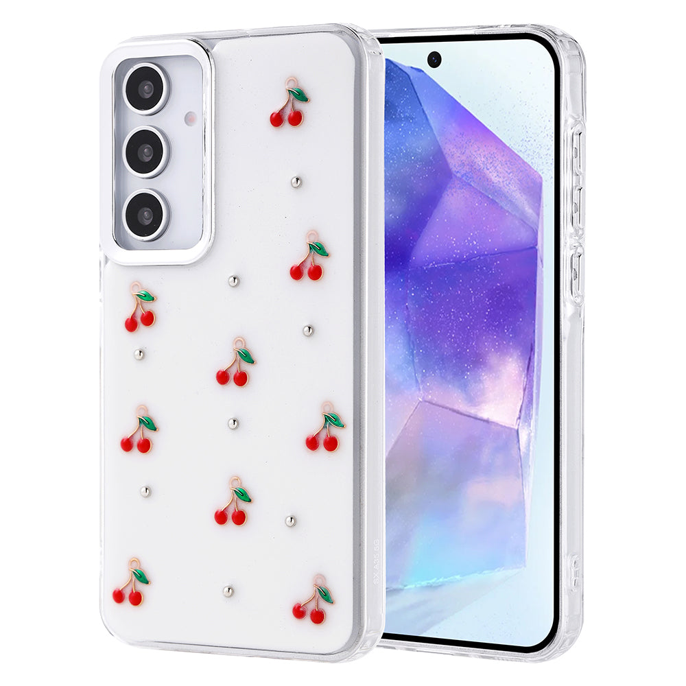 Galaxy A35 Case Airbag Design Glitter Transparent Zore Polar Cover Cherry 