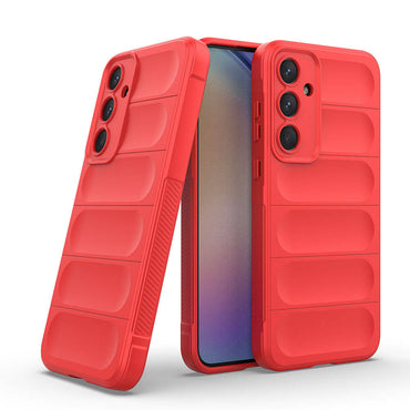 Galaxy A35 Case Flexible TPU Hollow Back Surface Design Zore Ethnic Silicone Cover Red