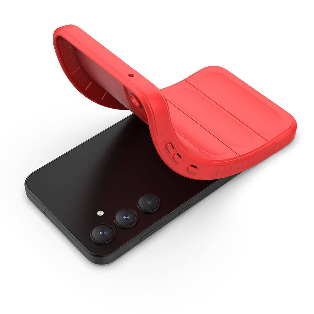 Galaxy A35 Case Flexible TPU Hollow Back Surface Design Zore Ethnic Silicone Cover Red