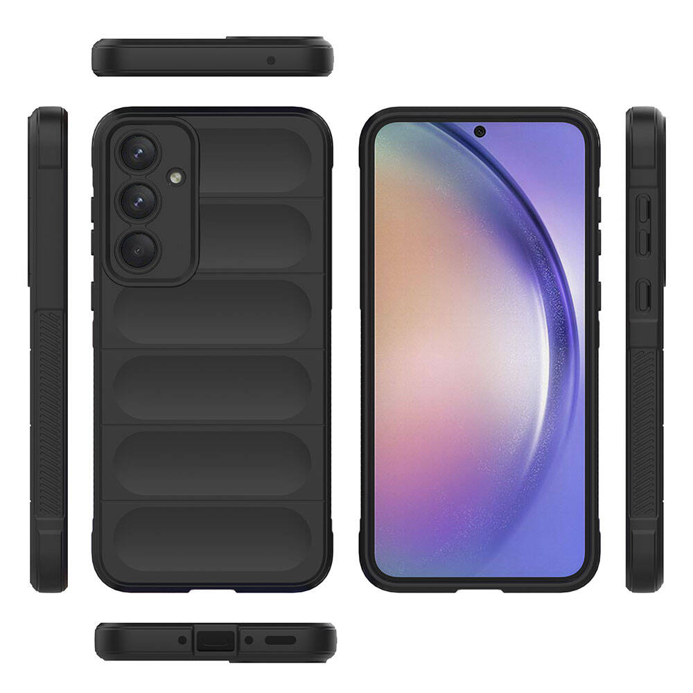 Galaxy A35 Case Flexible TPU Hollow Back Surface Design Zore Ethnic Silicone Cover Black