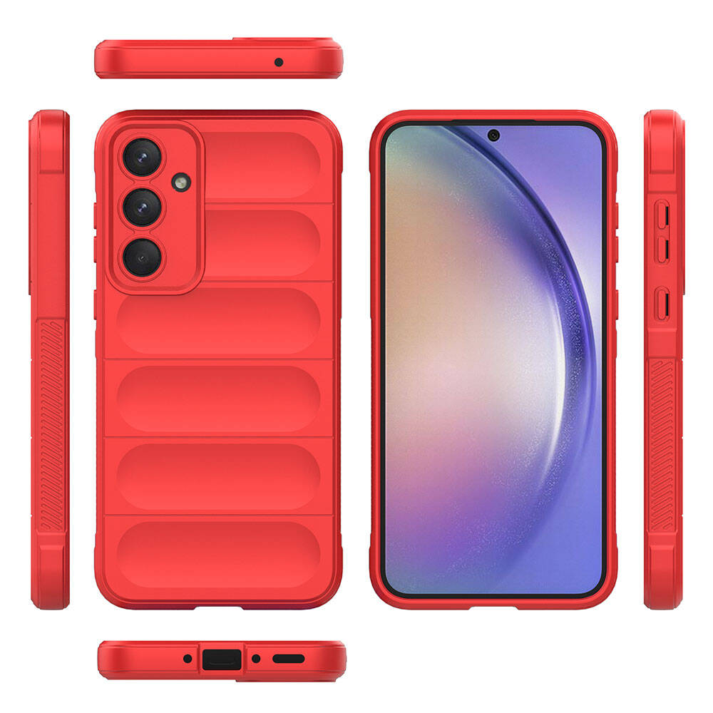 Galaxy A35 Case Flexible TPU Hollow Back Surface Design Zore Ethnic Silicone Cover Navy Blue
